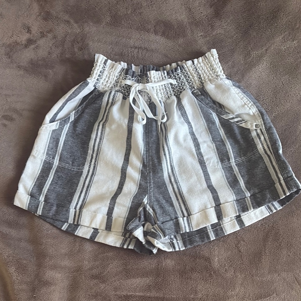 Striped Gray and White Women's Shorts